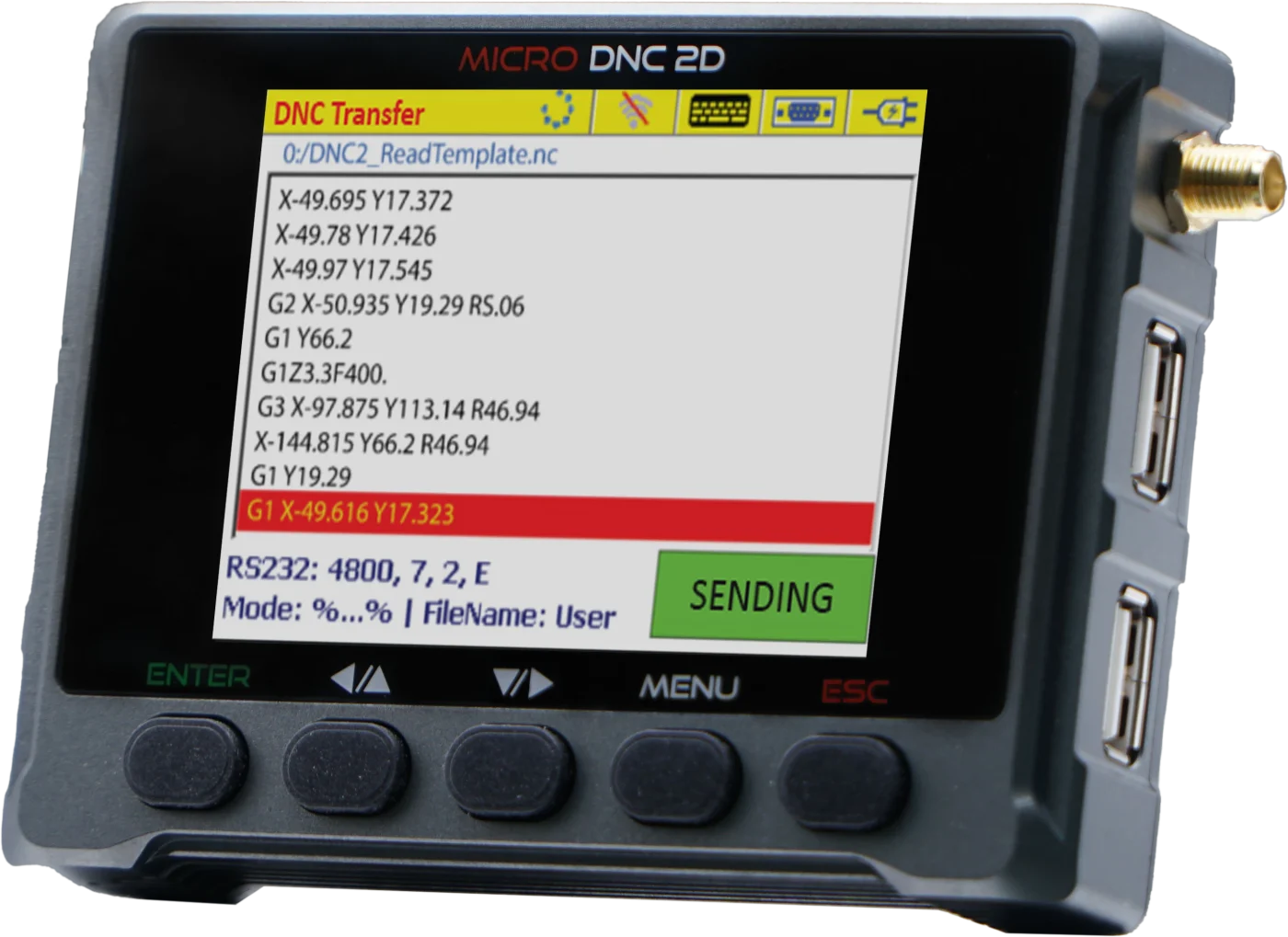 Program transfer interface on the Micro DNC 2D
