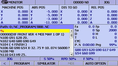 Operating interface — F54 4-axis Controller
