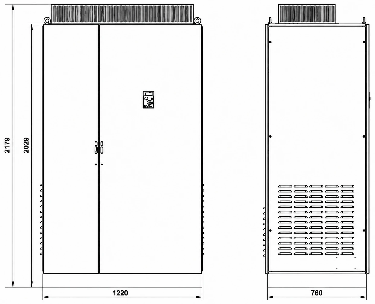 S3100A/E Size 14 — bản vẽ kích thước mặt trước, mặt bên và mặt đáy